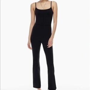 Artizia Wilfred Free Divinity Kick Flare Jumpsuit Womens Size XS Black Stretch